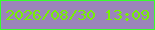 文字の大きさ：2、枠の色：37ff2c、背景の色：9b85ba、文字の色：77f203 無料ブログパーツのブログ時計