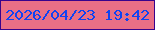 文字の大きさ：5、枠の色：38038c、背景の色：e96f86、文字の色：1043f2 無料ブログパーツのブログ時計