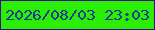 文字の大きさ：2、枠の色：380a94、背景の色：2bee05、文字の色：183797 無料ブログパーツのブログ時計