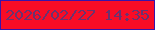 文字の大きさ：3、枠の色：3814aa、背景の色：f80c26、文字の色：6b326f 無料ブログパーツのブログ時計