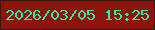 文字の大きさ：5、枠の色：381619、背景の色：8b140c、文字の色：2af0a6 無料ブログパーツのブログ時計