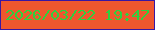 文字の大きさ：2、枠の色：3817a3、背景の色：ef572e、文字の色：2ed13e 無料ブログパーツのブログ時計