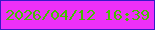 文字の大きさ：5、枠の色：3818c7、背景の色：ed30f8、文字の色：45be02 無料ブログパーツのブログ時計