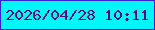 文字の大きさ：2、枠の色：3820d5、背景の色：01f7f7、文字の色：520e74 無料ブログパーツのブログ時計