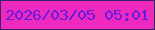文字の大きさ：1、枠の色：382167、背景の色：ee29be、文字の色：651bdf 無料ブログパーツのブログ時計