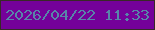 文字の大きさ：2、枠の色：382927、背景の色：74019a、文字の色：5885a9 無料ブログパーツのブログ時計