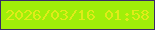 文字の大きさ：5、枠の色：382c68、背景の色：a0ef09、文字の色：e0eb1a 無料ブログパーツのブログ時計