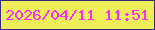 文字の大きさ：1、枠の色：382c78、背景の色：f0ee58、文字の色：f92df6 無料ブログパーツのブログ時計