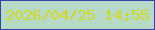 文字の大きさ：5、枠の色：3840b0、背景の色：b6dac6、文字の色：d2da1f 無料ブログパーツのブログ時計