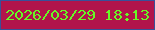 文字の大きさ：5、枠の色：385099、背景の色：b1144b、文字の色：66f925 無料ブログパーツのブログ時計