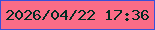 文字の大きさ：3、枠の色：3850d9、背景の色：fa6c87、文字の色：012c22 無料ブログパーツのブログ時計