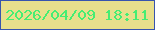 文字の大きさ：5、枠の色：3854ae、背景の色：e8df8c、文字の色：46ed73 無料ブログパーツのブログ時計