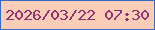 文字の大きさ：1、枠の色：386ac1、背景の色：fcceb8、文字の色：963170 無料ブログパーツのブログ時計