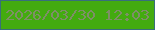 文字の大きさ：2、枠の色：386f7b、背景の色：43ab0f、文字の色：7e8f67 無料ブログパーツのブログ時計