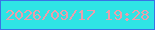 文字の大きさ：1、枠の色：3873e5、背景の色：2fe4e5、文字の色：eb9eab 無料ブログパーツのブログ時計