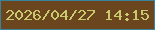文字の大きさ：3、枠の色：38849c、背景の色：6a451d、文字の色：cac96e 無料ブログパーツのブログ時計