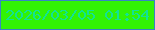 文字の大きさ：4、枠の色：3884c4、背景の色：32f204、文字の色：11e296 無料ブログパーツのブログ時計