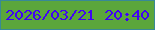 文字の大きさ：3、枠の色：388996、背景の色：5ba63b、文字の色：4002f6 無料ブログパーツのブログ時計