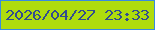 文字の大きさ：3、枠の色：388be0、背景の色：afdc0d、文字の色：324d8f 無料ブログパーツのブログ時計