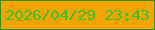 文字の大きさ：1、枠の色：388c1a、背景の色：f6a508、文字の色：34c52d 無料ブログパーツのブログ時計