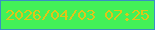 文字の大きさ：4、枠の色：3890c3、背景の色：43f158、文字の色：e0c519 無料ブログパーツのブログ時計