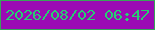文字の大きさ：3、枠の色：38a459、背景の色：9b0ab4、文字の色：27ce72 無料ブログパーツのブログ時計