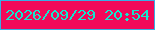 文字の大きさ：2、枠の色：38aee4、背景の色：f20959、文字の色：13e8cd 無料ブログパーツのブログ時計