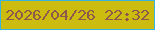 文字の大きさ：5、枠の色：38b4e1、背景の色：cbbc0f、文字の色：8f584b 無料ブログパーツのブログ時計