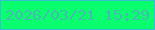 文字の大きさ：4、枠の色：38bed4、背景の色：09ff6e、文字の色：46b9b3 無料ブログパーツのブログ時計