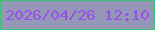 文字の大きさ：3、枠の色：38c378、背景の色：9597b6、文字の色：984fe8 無料ブログパーツのブログ時計