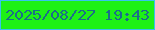 文字の大きさ：1、枠の色：38c3ee、背景の色：1ef116、文字の色：1b6e89 無料ブログパーツのブログ時計