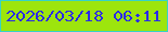 文字の大きさ：3、枠の色：38d2c6、背景の色：9de50d、文字の色：2a2ae8 無料ブログパーツのブログ時計