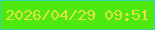 文字の大きさ：3、枠の色：38d8ad、背景の色：4de90f、文字の色：e5e048 無料ブログパーツのブログ時計