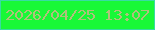 文字の大きさ：2、枠の色：38dba3、背景の色：18f837、文字の色：b0c07b 無料ブログパーツのブログ時計