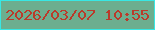 文字の大きさ：4、枠の色：38e7e4、背景の色：6cae8f、文字の色：ba3a2a 無料ブログパーツのブログ時計