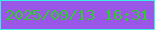 文字の大きさ：3、枠の色：38f0e5、背景の色：9a56e7、文字の色：32ca2f 無料ブログパーツのブログ時計