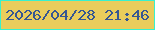 文字の大きさ：3、枠の色：38f1ce、背景の色：e9cd5c、文字の色：355692 無料ブログパーツのブログ時計