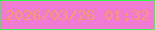 文字の大きさ：4、枠の色：38f750、背景の色：f17bd3、文字の色：f59c6c 無料ブログパーツのブログ時計
