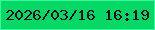 文字の大きさ：1、枠の色：38f8a0、背景の色：07d865、文字の色：240f22 無料ブログパーツのブログ時計