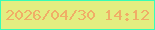 文字の大きさ：1、枠の色：38fcb6、背景の色：e3ee81、文字の色：f0ae67 無料ブログパーツのブログ時計