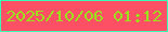 文字の大きさ：4、枠の色：38feb7、背景の色：fe5064、文字の色：9cdf1f 無料ブログパーツのブログ時計