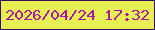 文字の大きさ：4、枠の色：390b5f、背景の色：e7f052、文字の色：ab18a2 無料ブログパーツのブログ時計