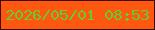 文字の大きさ：5、枠の色：390c05、背景の色：fe5810、文字の色：65cd32 無料ブログパーツのブログ時計
