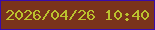 文字の大きさ：4、枠の色：390cab、背景の色：7a331b、文字の色：bbc22e 無料ブログパーツのブログ時計