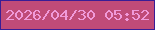 文字の大きさ：3、枠の色：391d95、背景の色：c04b78、文字の色：f09ada 無料ブログパーツのブログ時計
