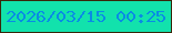 文字の大きさ：2、枠の色：39260a、背景の色：12e2ac、文字の色：098ce4 無料ブログパーツのブログ時計