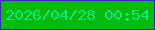 文字の大きさ：5、枠の色：3928ba、背景の色：09b90b、文字の色：0bea7f 無料ブログパーツのブログ時計