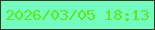 文字の大きさ：3、枠の色：39351f、背景の色：73fcc0、文字の色：5dee0c 無料ブログパーツのブログ時計