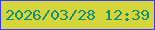 文字の大きさ：2、枠の色：393afa、背景の色：d5d63b、文字の色：168d7b 無料ブログパーツのブログ時計