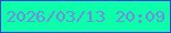 文字の大きさ：1、枠の色：393dda、背景の色：0dfeab、文字の色：728ae3 無料ブログパーツのブログ時計